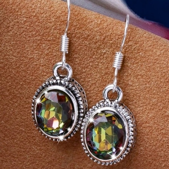 Any 2/$20! Mystic Rainbow Crystal Silver Drop Earrings - Picture 2 of 5